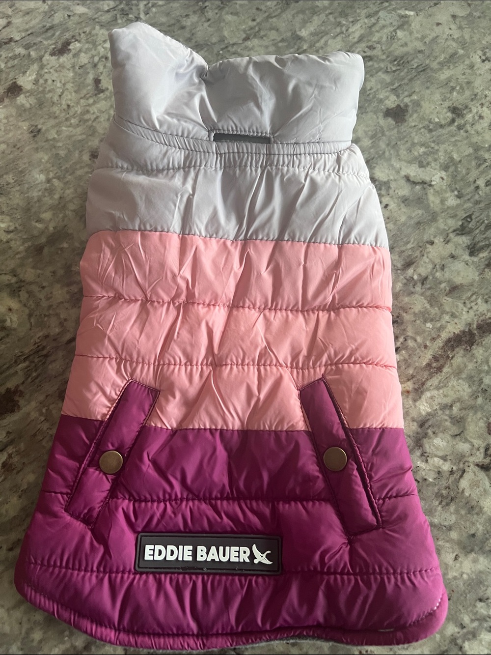 Eddie Bauer dog Pink Magenta Ombre Puffer Pajama Jacket